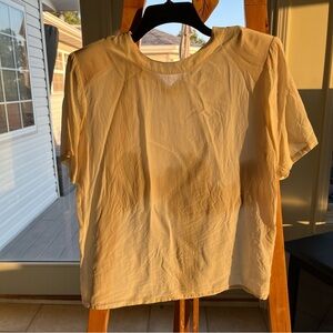 Sheer Linen Blouse with Shoulder Pads